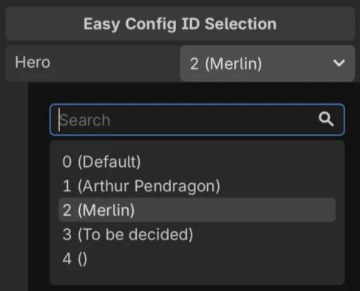 A config ID dropdown in the Godot Inspector